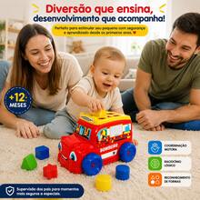 Brinquedo Interativo Educativo Ônibus com Encaixe de Formas - Verde - Visão 3