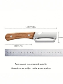 1 Stück Multifunktions-Schäler mit Holzgriff und Flaschenöffner, scharfe Klinge aus Edelstahl, ergonomischer natürlicher Holzgriff, professionelles Küchenwerkzeug zum Schälen von Gemüse und Öffnen von Bierflaschen, Holzgriff-Schäler - Verschiedenfarbig - Übersicht 3
