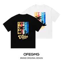 Boy Camiseta Con Estampado De Grafiti Urbano, Manga Corta, Estilo Americano, Marca De Moda Para Hombre, 280G, Tejido Grueso - Blanco - Ver 7