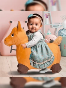 Inflatable Bouncy Horse Ride-On Toy With Lights And Sounds - Honey Brown - 咖啡棕 - 查看 3