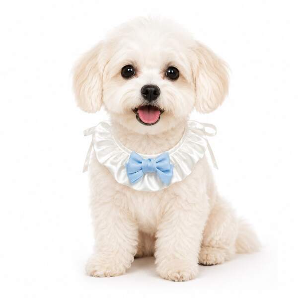 Shiny Fabric Pet Bib, Puppy Drool Towel, Kitten Bow Tie Collar, For Small Dogs & Cats