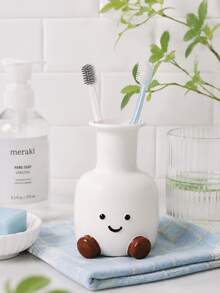 1 chiếc cốc đựng bàn chải đánh răng mặt cười dễ thương, phong cách Bắc Âu trang trí tủ phòng tắm, lưu trữ bàn chải đánh răng đáng yêu, cốc sắp xếp bàn trang điểm thanh lịch, phụ kiện phòng tắm tối giản, quà tặng trang trí nhà dễ thương - trắng - Xem 6