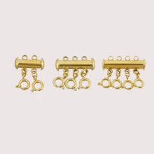 Juego de cierres deslizantes de 3 tamaños, conector de tubo multifilamento, accesorio para hacer joyas para collares y pulseras multicapa (Plata+Oro) - Multicolor - Ver 17