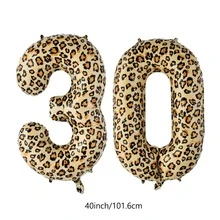 2pcs 40-Inch Leopard Print Number Foil Balloons, Suitable For 18th/30th Birthday Party Decoration, Animal Print Balloons - View 3