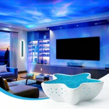 Rechargeable Starfish Night Light, 7-Color LED Aurora Projector, Ocean Wave Lamp, Star Sky Projection Light, Room Decor, Cute Dorm Atmosphere Lamp, Bedroom Bedside Night Light, Soothing Relaxing Lighting, Children's Holiday Gift - Multicolor - View 3