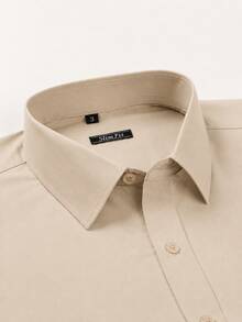 Rand paul Men's Long Sleeve Dress Shirt Office Casual Good Quality Slim Fit With Spandex - 米色 - 查看 4