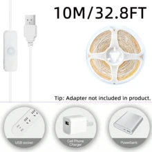 3-100Ft 5V USB Warm White LED Strip Lights With One‑Key Button , Cuttable And Easy To Install, Flexible Light Strip For Bedroom, Under Cabinet, Home Decor, Living Room, Library - Warm white light - View 13