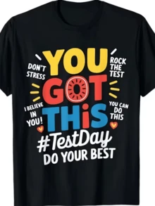 Camiseta de mujer inspirada en el día de exámenes con frase de ánimo You Got This para afrontar desafíos y destacar tu confianza al enfrentar cualquier prueba. - Negro - Ver 8