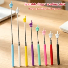 1 pieza Puntero de lectura retráctil de 8 colores, bastón de enseñanza extensible de acero inoxidable para aula, pizarra, lectura infantil, escuela en casa - Ver 1
