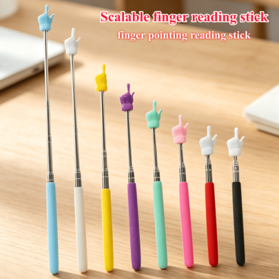 1pcs 8 Colors Retractable Finger Reading Pointer, Extendable Stainless Steel Teaching Baton For Classroom, Whiteboard, Kids Reading, Home School
