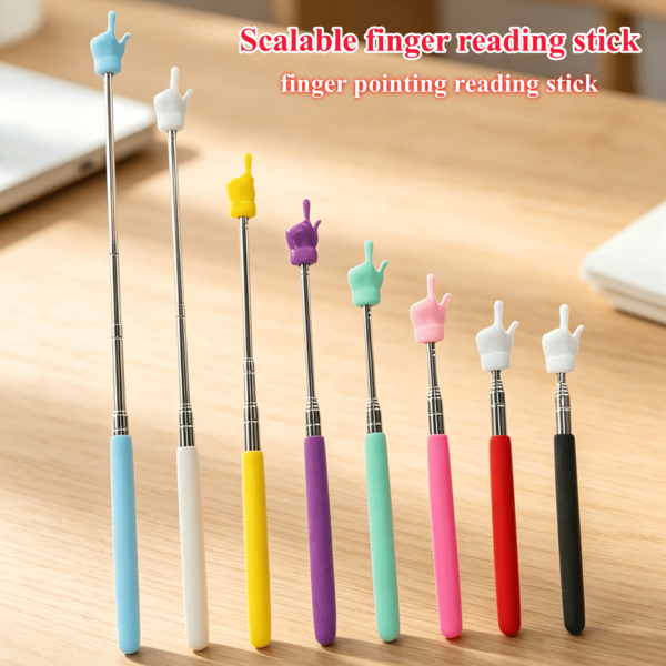 1pc 8-Color Retractable Reading Pointer Stick, Extendable Pointer Wand, Teacher's Pointer, Classroom Teaching Tool, Stainless Steel Material, Suitable For Elementary School, Kindergarten