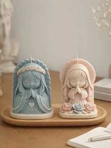 1pc Prayer Girl Candle Silicone Mold, Retro Romantic Girl Shape DIY Handmade Candle Mold, Creative Home Decor Mold For Plaster, Resin, Wax Crafts - A-White - View 3