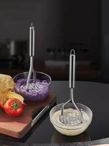 1pc Stainless Steel Potato Press, Potato Masher, Potato Puree Extractor, Potato Puree Press Tool, Manual Vegetable And Fruit Puree Extractor Tool - Multicolor - View 1