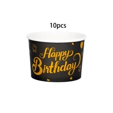 10pcs/20pcs/40pcs White Black Birthday Paper Bowls, Black And Gold/White And Gold Happy Birthday Print Snack Cups, Gold Foil Dessert Ice Cream Cups For Birthday Party,Baby-Shower,Festival,Events Men Women - Multicolor - View 7