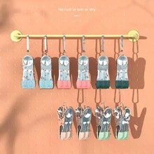 [12 Clips/1 Pack] Japanese Modern Minimalist Wooden Multi-Layer Pants Rack, Space-Saving Multi-Layer Wardrobe Storage Rack With Adjustable Non-Slip Clips, 360° Rotating Hooks, Wind-Resistant Drying Rack, Suitable For Skirts, Jeans, Shorts, Socks, Hats, College Dorm Essentials, Wardrobe Organizer, Outdoor Camping, Travel, Cruise, Multi-Functional Large Capacity Space-Saving Storage Rack, Strong Non-Slip Pants Clips, Wardrobe Organizer, Multi-Functional Hanging Pants Rack, Home Storage Organizer, Laundry Room Accessories, Strong Load-Bearing Clips, Anti-Fall, Bathroom, Apartment Essentials, Hanging Hooks, Clothes Rack - Multicolor - View 10