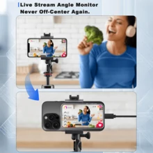 Upgraded Selfie Live Streaming Monitor Screen Compatible With IPhone And Android Phones, With Zoom/Remote Control/Speaker Functions, Magnetic Phone Back Clip Selfie Monitor, Essential For Content Creators, Wireless Mirroring For Social Media Live Streaming, Mini Phone Projector - Multicolor - View 5