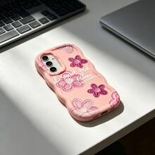 1 pieza Funda de teléfono con estampado floral de graffiti en color rosa y magenta, estilo europeo y americano elegante y hermoso para fiestas. Estilo de onda suave de cobertura total a prueba de caídas en color macaron. [Versión internacional, no versión nacional] Compatible con Android//Galaxy/A/S/FE/Plus/Ultra///Pro/Note/Poco/X///Hot/Play/Spark/Pop/Smart//Reno//Honor//E/G/ Funda/Carcasa de teléfono - Multicolor - Ver 6