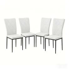 Dining Chairs with Hoh Back, Soft Duty Chairs, Elegant Kitchen Chairs, Living Room Chairs, Reception Chairs, Waiting Room Chairs 4PCS Chairs only - Schwarz + Weiß + Kunstleder + Metall1 - Übersicht 6