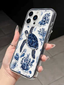 1pc Black Underwater Fish & Turtle Dual-Design Minimalist Full Coverage TPU Shockproof Phone Case Compatible With Apple 17, 16, 15, 14, 13, 12, 11 Pro Max, Air - Multicolor - View 4