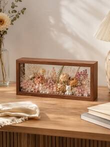 1pc Display Cabinet Photo Frame, Double-Sided Acrylic Transparent Window Shadow Box Frame, Wooden Dried Flower/Pressed Flower Display Box, Floating Keepsake Photo Frame, Without Dried Flower Accessories, Vintage Floral Room Decor - Multicolor - View 8