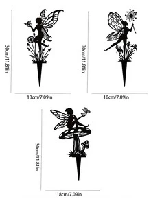 1件/2件/3件 戶外仙女花園裝飾鐵插飾，創意仙女藝術插飾風向標，戶外花園草坪景觀裝飾，耐用堅固，適合戶外使用，戶外庭院金屬鐵藝裝飾 - 精靈鐵藝 - 查看 7