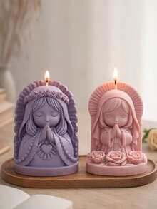 1pc Prayer Girl Candle Silicone Mold, Retro Romantic Girl Shape DIY Handmade Candle Mold, Creative Home Decor Mold For Plaster, Resin, Wax Crafts - A-White - View 5