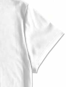 Camiseta casual para mujer, diseño de manga corta con cuello redondo y estampado colorido. Hecho de fibra de poliéster, lavable a máquina, adecuado para usar en primavera y verano. - Blanco - Ver 3