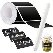 120pcs Reusable Waterproof Black Wave Pattern Labels/Stickers For Kitchen Food Storage Containers, Jars, Spices, With 1pc White Chalk Marker Pen - Multicolor - View 17