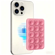 Magnetic Sticky Phone ,Silicone Suction Phone Case Adhesive Mount Compatible For IPhone & Android - Màu Hồng Tươi - Xem 8