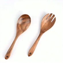 2/1pc Rosewood Salad Serving Utensil Set,School Supplies - Brown - View 6