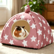 Leopard Print Spotted Decorative Small Pet Bed, Suitable For Hamsters, Guinea Pigs, Rabbits, Removable & Washable Small Animal Winter Sleeping House - A - View 9
