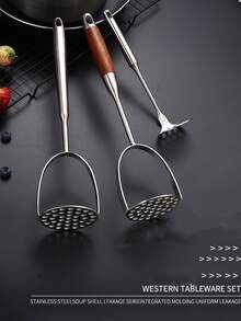 1pc 304 Stainless Steel Mashed Potato Press, A Household Multi-Functional Heavy-Duty Manual Pressing Tool And A Baby Food Auxiliary Device - Multicolor - View 2