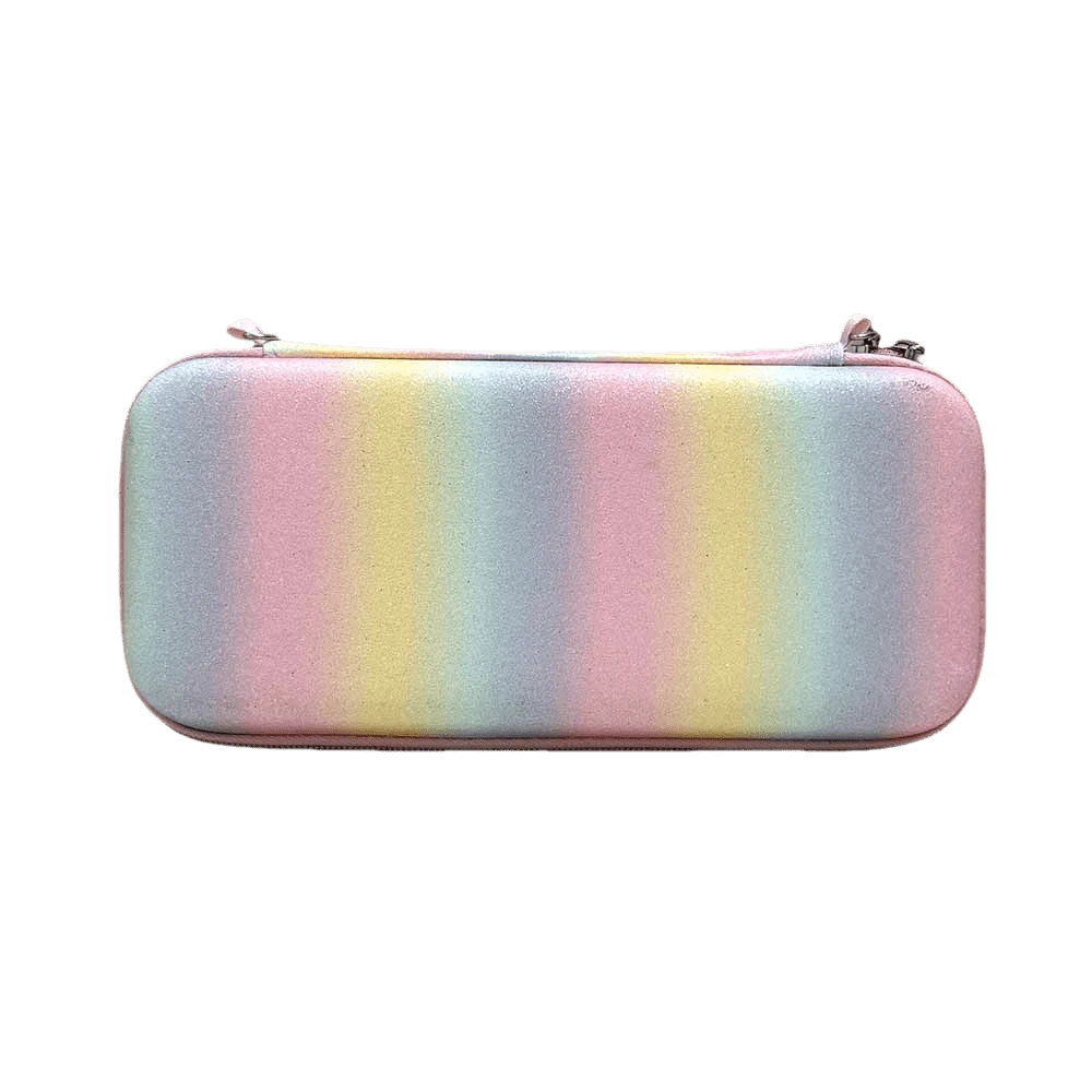 1 pièce Sac de rangement pour Switch arc-en-ciel pastel pailleté, étui rigide EVA rose mignon imperméable avec fermeture éclair pour filles & joueurs pour Switch OLED/NS, sac de rangement protecteur avec 10 fentes pour cartes de jeu - Voir 1