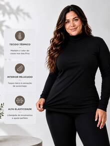 Cacharrel Women's Plush Plus Size Thermal Blouse Casual Fashion Warm Everyday Winter - màu đen - Xem 5