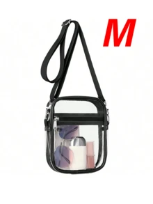1pc Transparent Crossbody Bag, Approved For Stadiums, Suitable For Concerts, Sports Events, PVC Material, Beach Bag, Beach Bag, Summer Clothing, Minimalist Transparent Square Zipper Bag, Multi-Functional Crossbody Bag, Multi-Functional Storage Bag,Back To School,Back To School - Multicolor - View 12