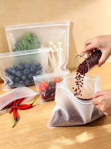 Multi-Size 4-10pcs Silicone Leak-Proof Reusable Food Storage Bags, Food Storage, Travel Essentials & Holiday Essentials, Refrigerator Freezer Camping Picnic Kitchen Supplies - Multicolor - View 5