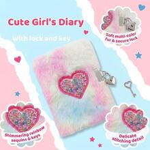 4pcs A5 Plush Heart-Shaped Lockable Notebook Gift Set, Suitable For Writing, Drawing, Travel Diary, Children & Teenagers Birthday, Back To School - Multicolor - View 5