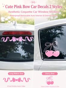 Stiker Jendela Mobil Motif Gadis Genit Warna Pink yang Lucu, Stiker Pita Busur Tahan Air yang Dapat Dilepas, 1 buah, Pilihan Gaya, Untuk Dekorasi Eksterior dan Interior Mobil, Laptop, Koper & Dinding - stiker - View 2