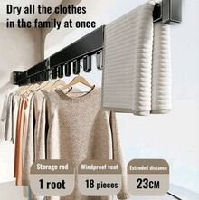 Perchero Retractil, Secador de Ropa PlegableExtensible, Secador de Ropa Plegable de Pared,Ahorrador de Espacio para Balcon y Dormitorio - A - Übersicht 3