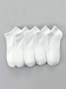 6 Pairs White Thin Casual Socks, Breathable & Comfortable For Summer, Unisex For Daily, Home, Travel & Business Wear - White - View 3