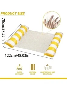 1 pieza Hamaca inflable con malla, respaldo plegable de doble uso, balsa flotante, silla de descanso flotante para entretenimiento acuático, cama flotante, sofá, flotador inflable para piscina, esencial de playa, flotador de piscina - A - Ver 6