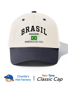 Mũ lưỡi trai hai màu in hình quốc kỳ Brazil - Mỹ - Mũ 6 múi mềm mại, thích hợp cho hoạt động ngoài trời và du lịch, dành cho nam và nữ. - Mũ lưỡi trai hai màu - Xem 10