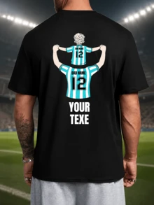 Custom Plus Size Father & Son Casual T-Shirt - Input Your Favorite Text, Canada Jointly Hosted Sports - Black - View 3
