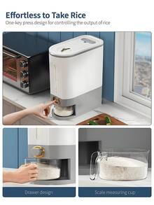 Ergonomic Large-Capacity Rice Container Odorless Material Sealed Grain Storage Jar For Cooking Lovers See-Through Household Rice Bucket Perfect For Countertop Dry Multi-Grain Storage Barrel Convenient Rice Storage Box Kitchenware Rice Bin - Multicolor - View 10