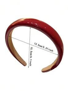 1件復古紅色PU皮革高額頭防滑髮箍，適合各種髮長，髮飾配件 - 酒紅色 - 查看 5