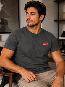 Basic Summer T-Shirt, Loose, No Christmas, Valentine's Day, Basic - 深灰色 - 查看 8