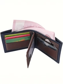 Customizable Men's Wallet (Engraved With Name/Initials) - Made Of PU Leather, This Bifold Wallet Features An ID Window, Zipper Coin Pouch, And Multiple Card Slots. Practical For Business Or Everyday Use, Making It An Ideal Gift Choice. (Available In Other Colors) - Multicolor - View 4