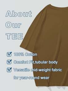 Camiseta de manga corta casual para hombre, camiseta transpirable cómoda de cuello redondo para todo el hogar y actividades al aire libre, camiseta deportiva casual de manga corta con estampado de color sólido de estilo primavera-verano, ideal como regalo para hombre - Marrón claro-1 - Ver 2