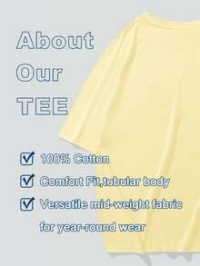 Camiseta de manga corta casual para hombre, camiseta transpirable cómoda de cuello redondo para todo el hogar y actividades al aire libre, camiseta deportiva casual de manga corta con estampado de color sólido de estilo primavera-verano, ideal como regalo para hombre - Albaricoque - Ver 2