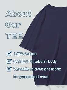 Camiseta de manga corta casual para hombre, camiseta transpirable cómoda de cuello redondo para todo el hogar y actividades al aire libre, camiseta deportiva casual de manga corta con estampado de color sólido de estilo primavera-verano, ideal como regalo para hombre - Color azul marino - Ver 2